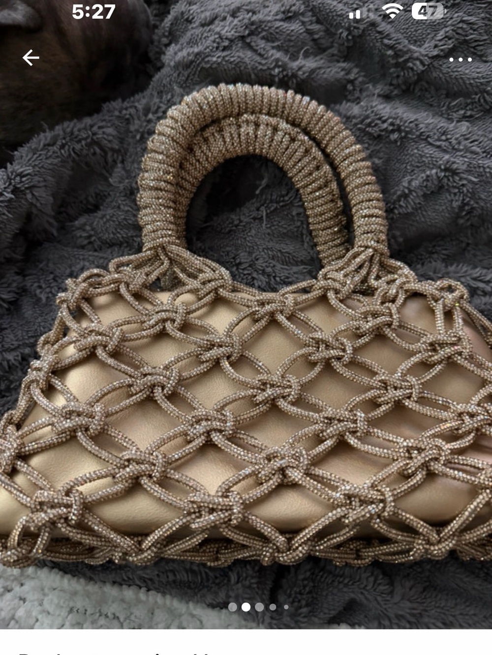 Rocknot Sequined Knotted Tote Bag in Champagne with Crossbody strap